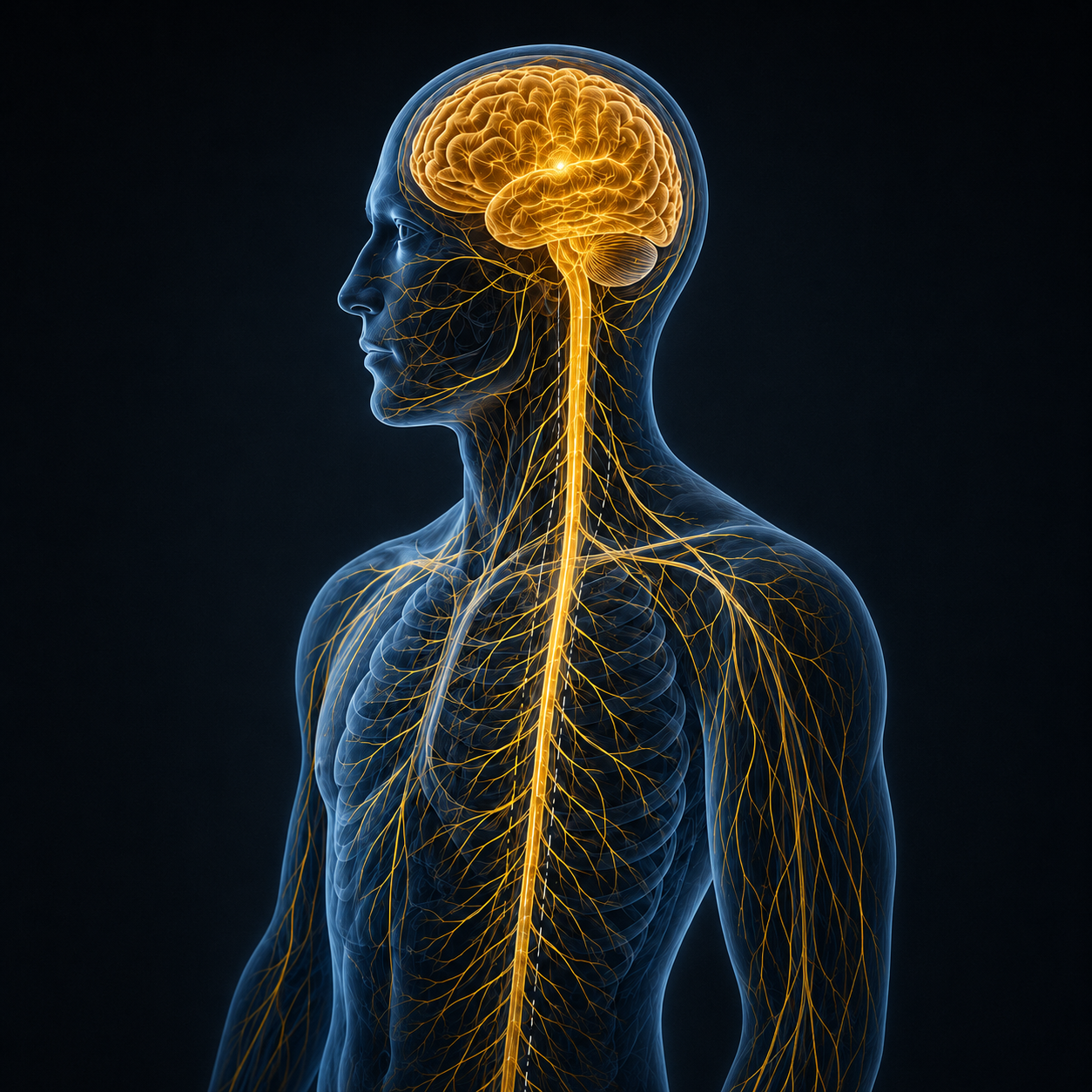 Anatomische Darstellung von Gehirn und Nervensystem